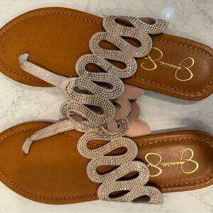 Women's Beaded Taupe Thong Sandals